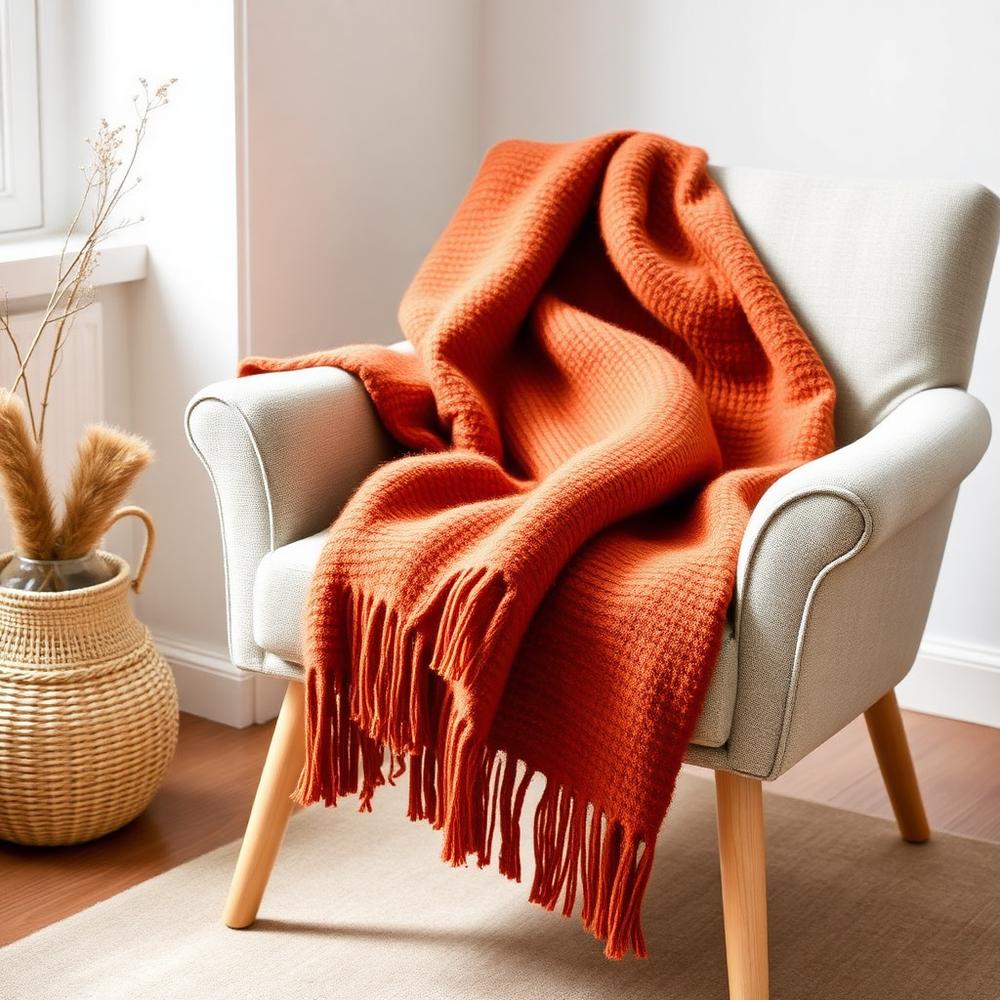 Merino Wool Throw — Terracotta